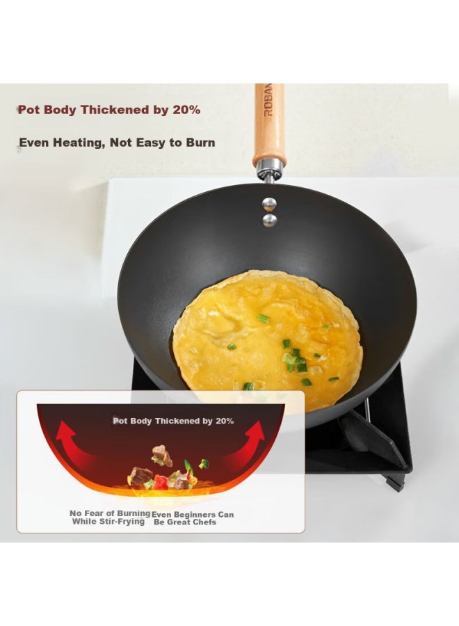 ROBAM Boss Small Stir-fry Iron Pan, Rust-resistant Lightweight Non-stick Frying Pan, Suitable For One Person, Compatible With Induction And Gas Stoves, 24cm - Image 1