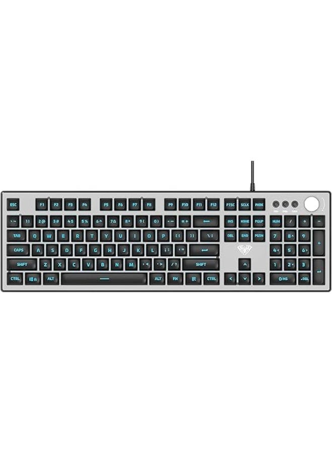 Full-Size Gaming Keyboard - 108 Keys, LED Backlit - Durable Design & Multi-OS Compatible for PC and Laptop (Black) - Image 1