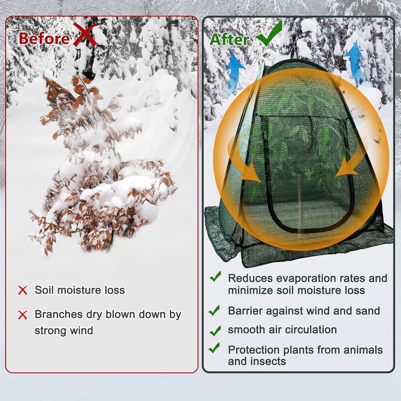 Fantang 2PCS 28x28x32 Inch Green Pop Up Plant Shade Tent with Zipper Door, UV Resistant Plant Cover, Sunblock Net, Garden Sun Protection for Outdoor Plants - Image 5