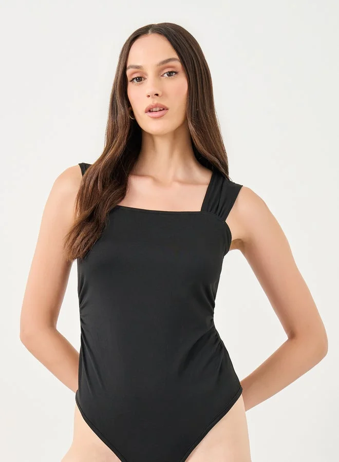 Styli Women Black Square Neck Bodysuit