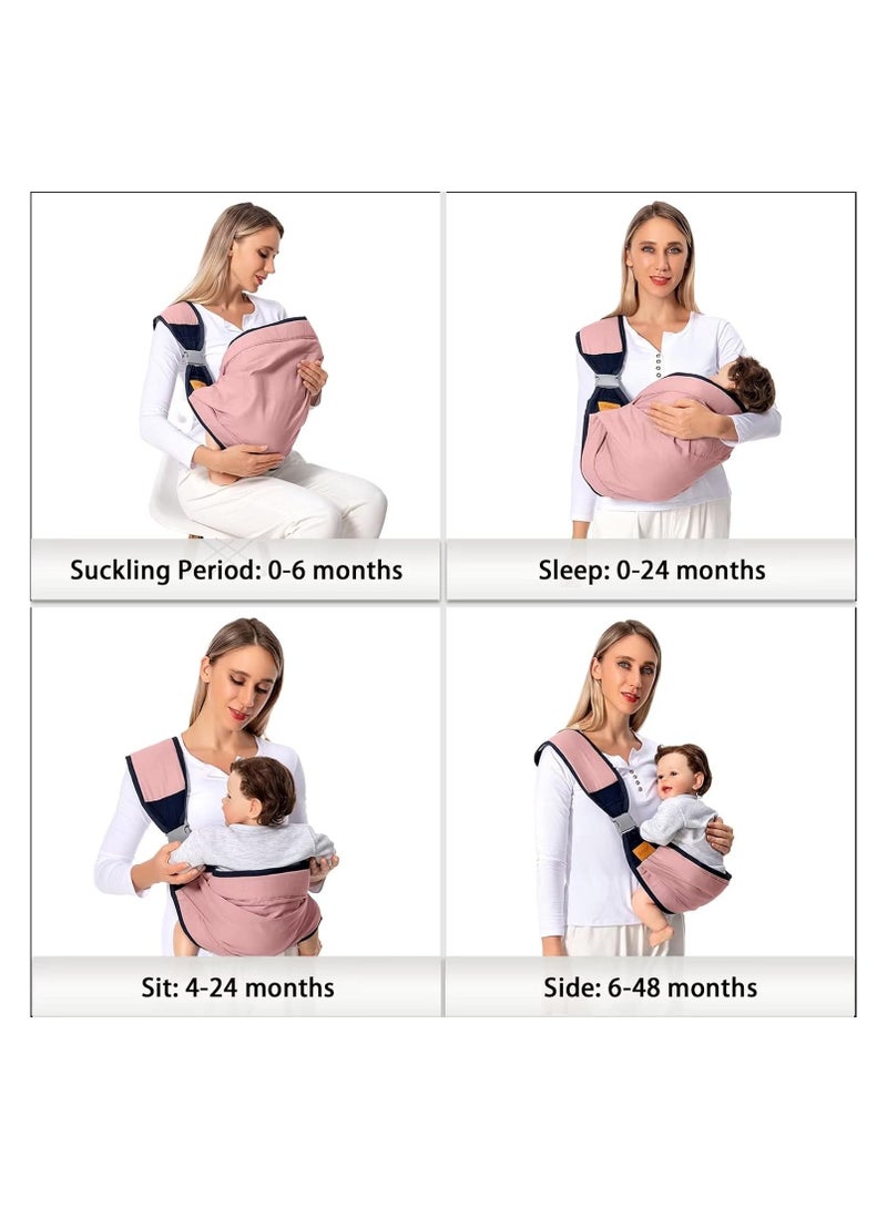 كيلا حاملة أطفال بكتف واحد للأطفال الصغار، حاملة أطفال خفيفة الوزن من حديثي الولادة إلى الأطفال الصغار، حاملة ورك للأطفال الصغار، حاملة أطفال لحمل الأطفال من 7 إلى 45 رطلاً، وردي - Image 3