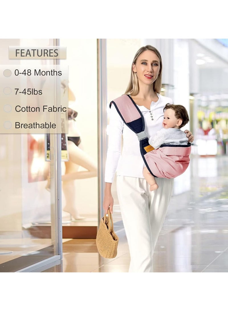 كيلا حاملة أطفال بكتف واحد للأطفال الصغار، حاملة أطفال خفيفة الوزن من حديثي الولادة إلى الأطفال الصغار، حاملة ورك للأطفال الصغار، حاملة أطفال لحمل الأطفال من 7 إلى 45 رطلاً، وردي - Image 5