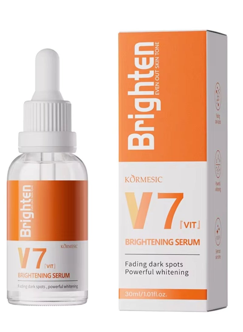 Kormesic سيروم تفتيح V7 30 مل لتلاشي البقع الداكنة وتفتيح البشرة للسيدات والرجال توازن رطوبة الوجه والزيوت سيرومات مرطبة ومغذية - Image 1