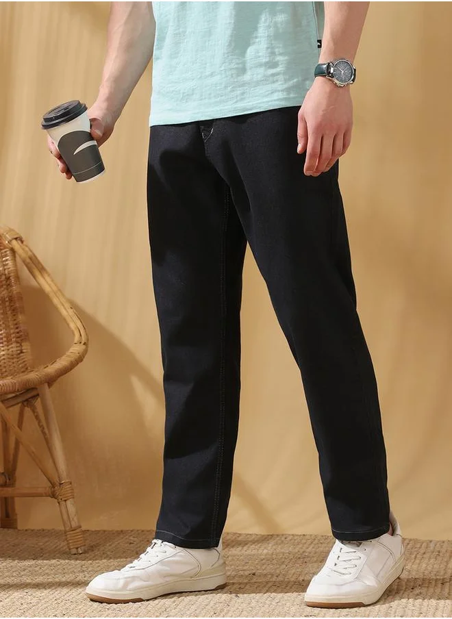 Dennis Lingo Relaxed Fit Solid Indigo 78% cotton 20% Poly 2% spandex Mid Rise Waist Full Length Woven Weave Jean for Men with Button/Zip Closure -designed to keep you ahead in style.