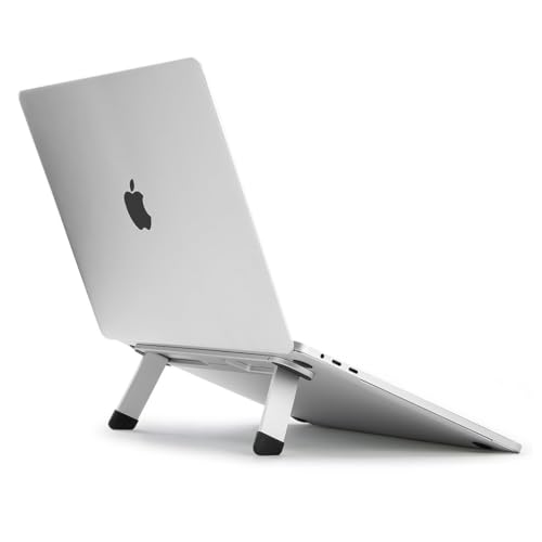 DailyObjects Osgo Adjustable Folding Laptop/Tablet Stand, Ideal Tilt for Drawing/Writing/Viewing, Aluminum Finish, Suitable for Table/Desk/Bed (Silver, Tabletop) - Image 1