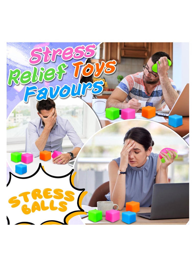 KASTWAVE 8 Pcs Stress Cube Squishy Balls, Stretchy Fidget Toys for Anxiety and Stress Relief, Pull and Stretch Soft Squishy Toys for Kids Adults, Slow Rising Dough Stress Balls, Random Color - Image 3
