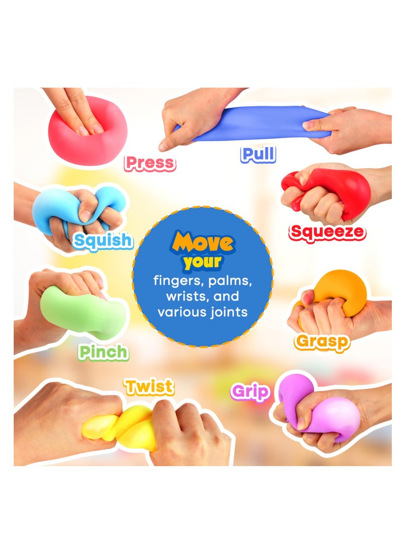 KASTWAVE 8 Pcs Stress Cube Squishy Balls, Stretchy Fidget Toys for Anxiety and Stress Relief, Pull and Stretch Soft Squishy Toys for Kids Adults, Slow Rising Dough Stress Balls, Random Color - Image 2