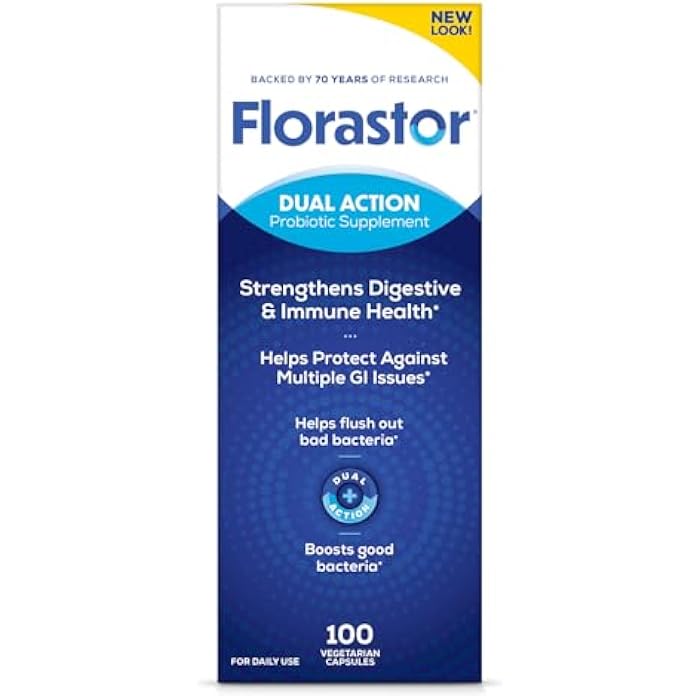 Florastor Probiotics for Digestive and Immune Health, 100 Capsules, Probiotics for Women & Men, Helps Flush Out Bad Bacteria, Boosts The Good with Our Unique Strain Saccharomyces Boulardii - Image 1