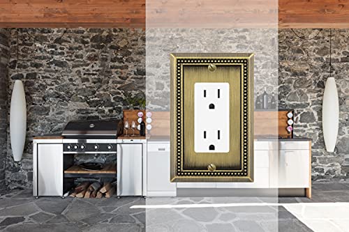 Henne Bery Sunken Pearls Heavy Duty Decorative Wall Plate Switch Plate Outlet Cover (Single Decorator, 2 Pack, Antique Brass) - Image 4