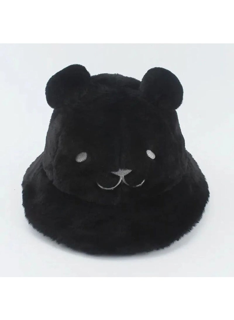 Trenderrs Women's Cute Bear Ear Plush Bucket Hat  - Image 1