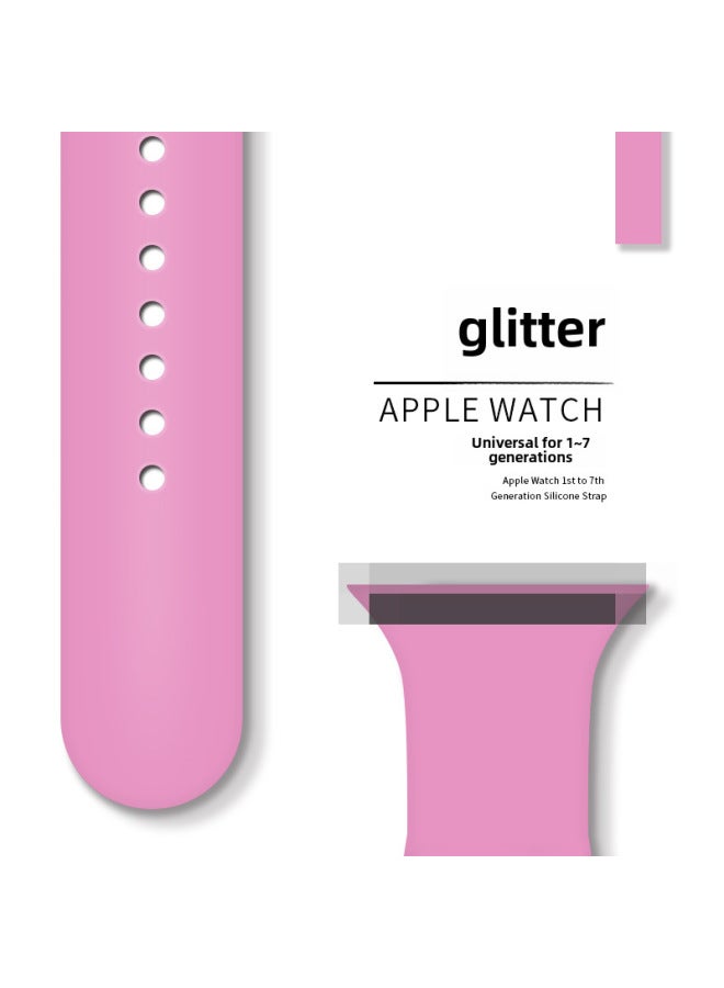 For Applewatch8 Apple S9 Silicone Strap Monochrome Iwatch Same Single Stud Snap Sport Wristband - Image 1