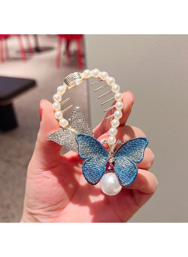 Extreme E Commerce Rhinestone Butterfly Tassel Back Head Hairpin Fashion Head Ornament Hair Claw Catch Shark Clip - Image 1