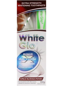 White Glo White Glo Coffee and Tea Drinkers Whitening Toothpaste with Bonus X Action Toothbrush, 5.2 Ounce  - Image 2