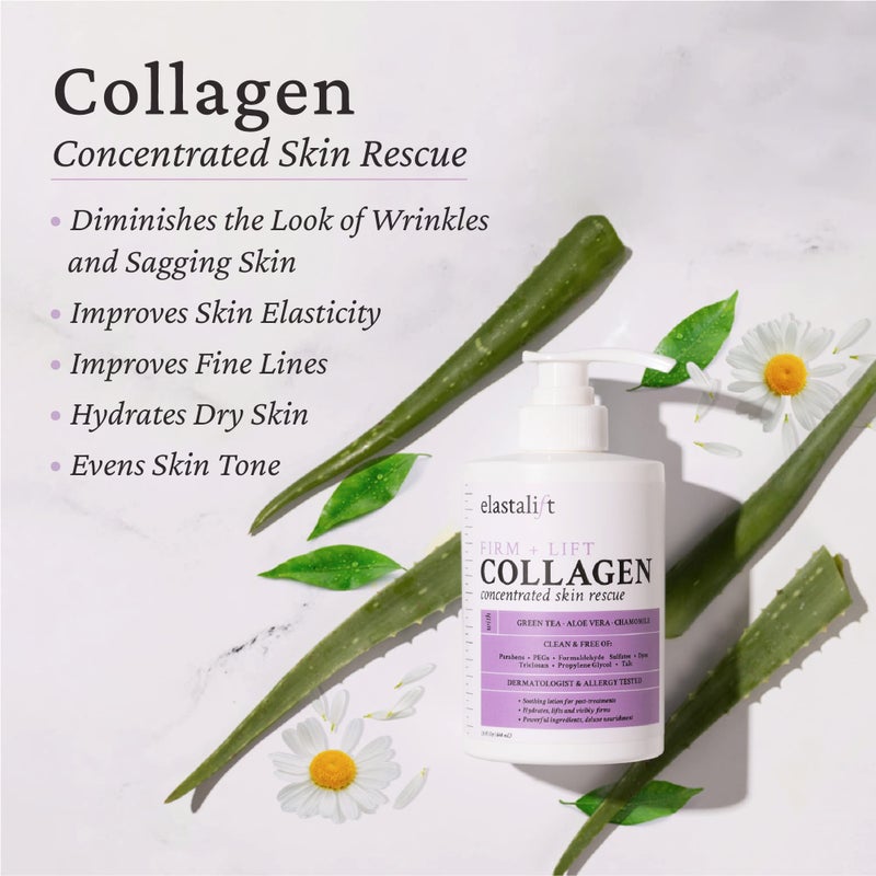 Elastalift Collagen Cream Fragrance Free Body Lotion & Face Moisturizer For Women & Men | Collagen Lotion | Skin Tightening Cream | Skin Firming + Tightening Lotion | Crepey Skin Care Treatment, 2PC - Image 3