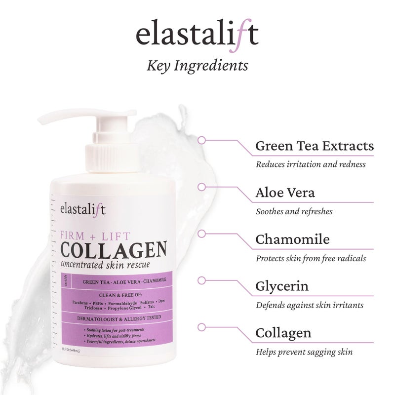 Elastalift Collagen Cream Fragrance Free Body Lotion & Face Moisturizer For Women & Men | Collagen Lotion | Skin Tightening Cream | Skin Firming + Tightening Lotion | Crepey Skin Care Treatment, 2PC - Image 2