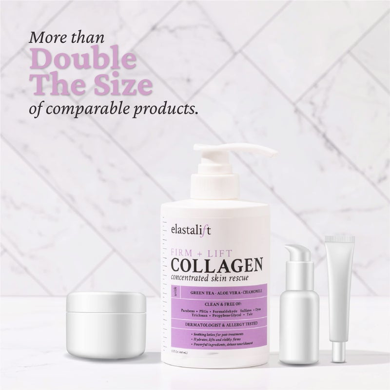 Elastalift Collagen Cream Fragrance Free Body Lotion & Face Moisturizer For Women & Men | Collagen Lotion | Skin Tightening Cream | Skin Firming + Tightening Lotion | Crepey Skin Care Treatment, 2PC - Image 5