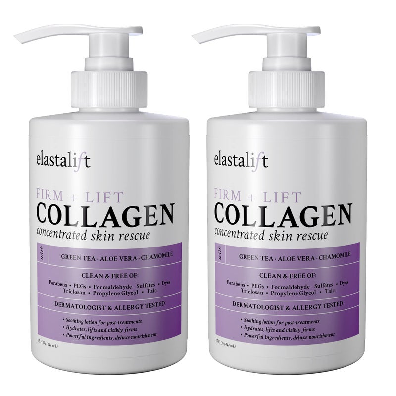 Elastalift Collagen Cream Fragrance Free Body Lotion & Face Moisturizer For Women & Men | Collagen Lotion | Skin Tightening Cream | Skin Firming + Tightening Lotion | Crepey Skin Care Treatment, 2PC - Image 1