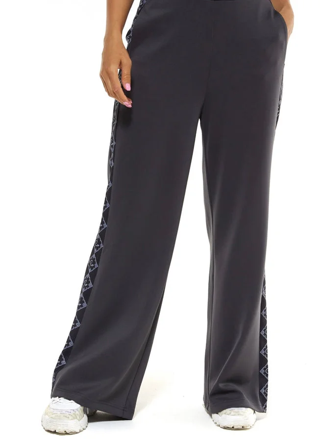 House Of Cenmar Grey Cenmar High Waist Trousers Withe Logo On The Side