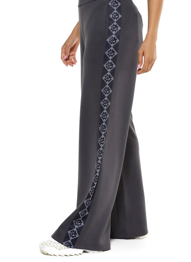 House Of Cenmar Grey Cenmar High Waist Trousers Withe Logo On The Side