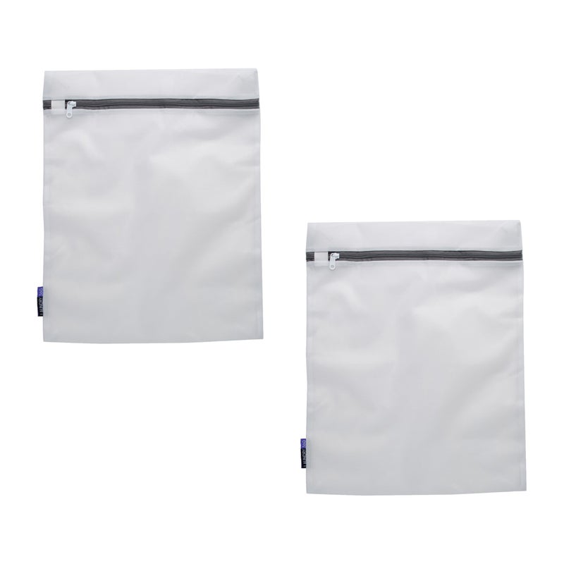 Woolite Laundry 360 2 Pack Large Mesh Wash Bag  Laundry  Washing Machine  Zipper Closure  Prevents Pulling and Tearing  Clothes  Garments  Delicates  Socks  White
