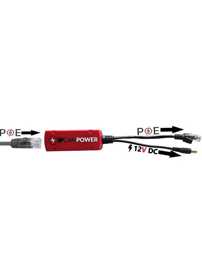 IPCamPower Gigabit POE to 12V DC Converter w/POE Pass Through, Takes Incoming POE and Converts to 12V DC While Passing Through The POE, 802.3af/at POE, 10/100/1000, POE Power Splitter and Extender - Image 2