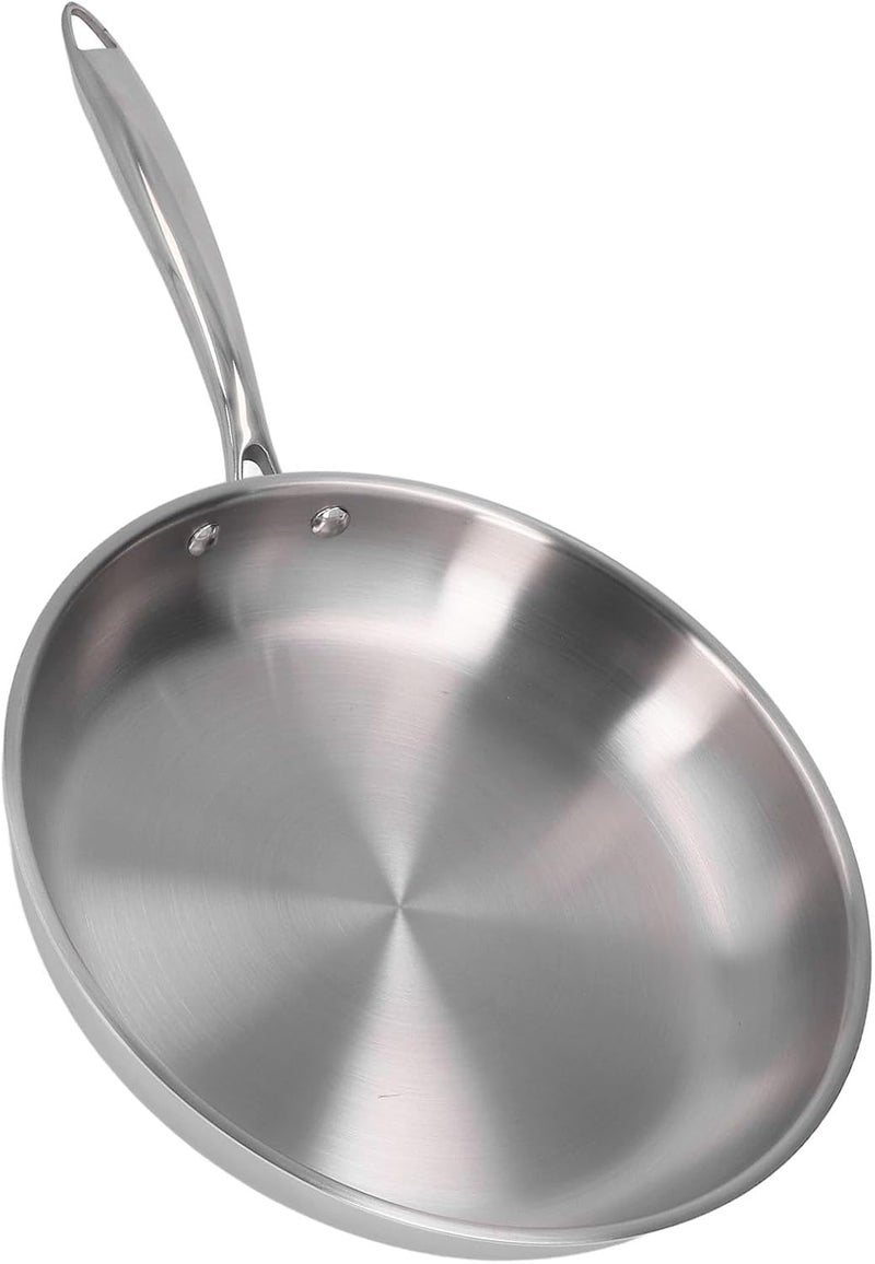 JTLB Stainless Steel Frying Pan Thickened 304 Stainless Steel Uncoated 3 Layers Stainless Steel Skillet for Omelette Cooking (28cm) - Image 2