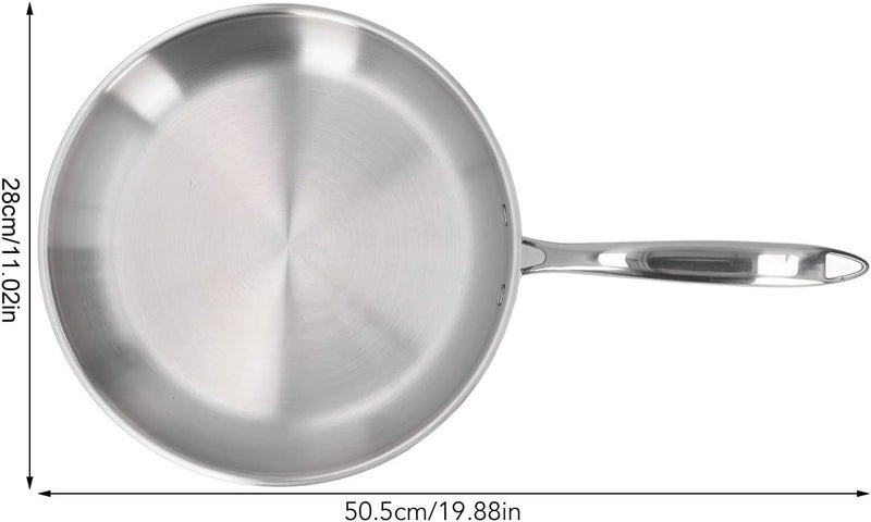 JTLB Stainless Steel Frying Pan Thickened 304 Stainless Steel Uncoated 3 Layers Stainless Steel Skillet for Omelette Cooking (28cm) - Image 5