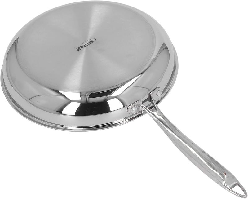 JTLB Stainless Steel Frying Pan Thickened 304 Stainless Steel Uncoated 3 Layers Stainless Steel Skillet for Omelette Cooking (28cm) - Image 3