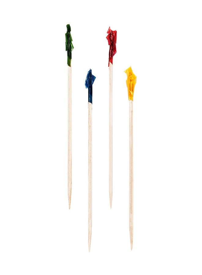 True Frilled Appetizer Picks, Toothpicks for Garnishes on Mai Tais and Daiquiris, Assorted Colors Cellophane and Wood, 2.5 Inches Set of 50 - Image 1