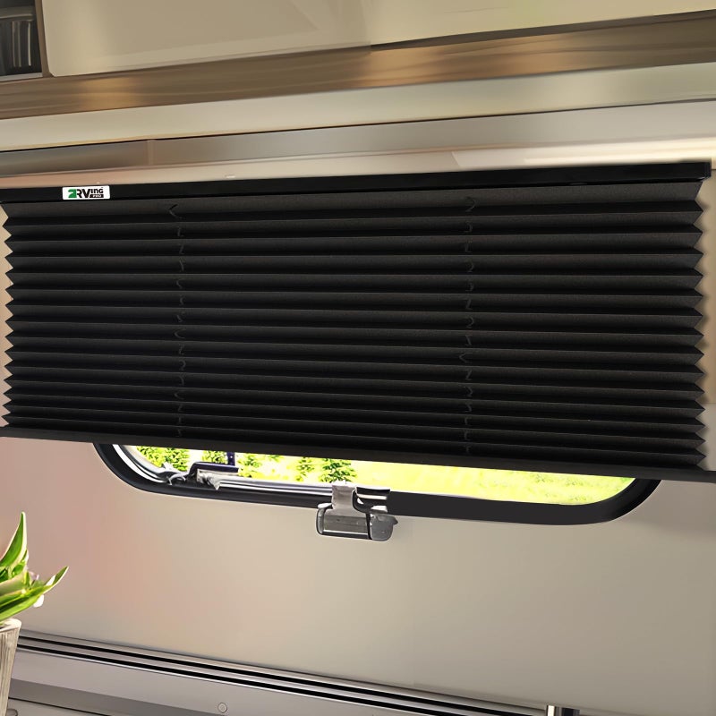 RVINGPRO RV Blinds for Camper Windows, Camper Replacement Blinds, Privacy Protection, RV Window Shades for RV, Camper, Travel Trailer, Black (32" W x 24" L) - Image 1