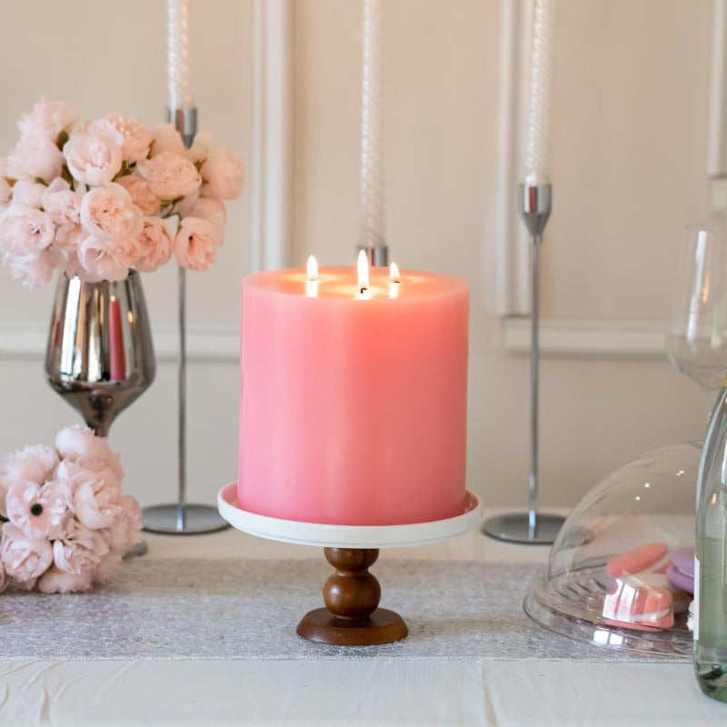 Mozeal Extra Large 3 Wick Pink Pillar Candle  6"" X 6""  Unscented  Dripless  Smokeless  And Clean-Burning. Approx. 120 Hours Of Burn Time. Perfect For Weddings  Dinners  Christmas And Home Decor - Image 5