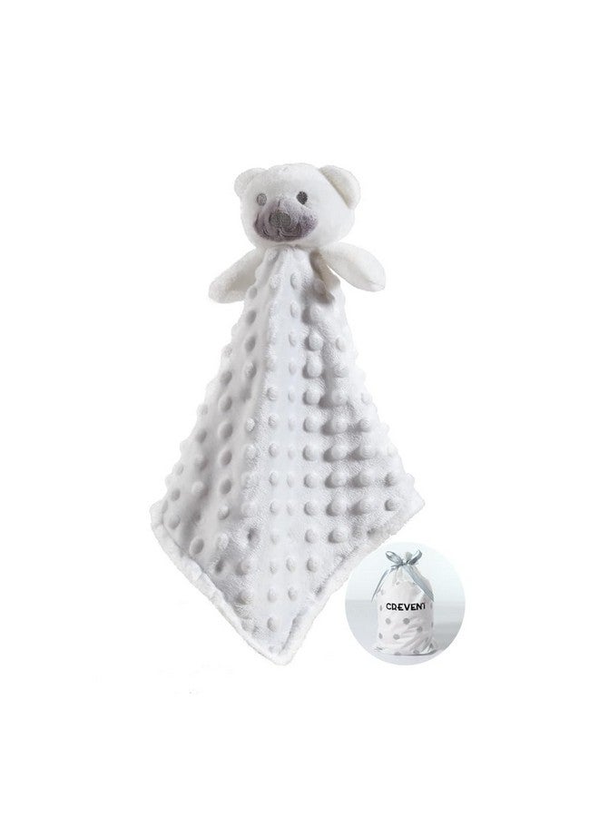 CREVENT Soft Cute Snuglling Toy Baby Security Blankies Unisex, Minky Dot Front + Sherpa Backing (White Bear) - Image 1