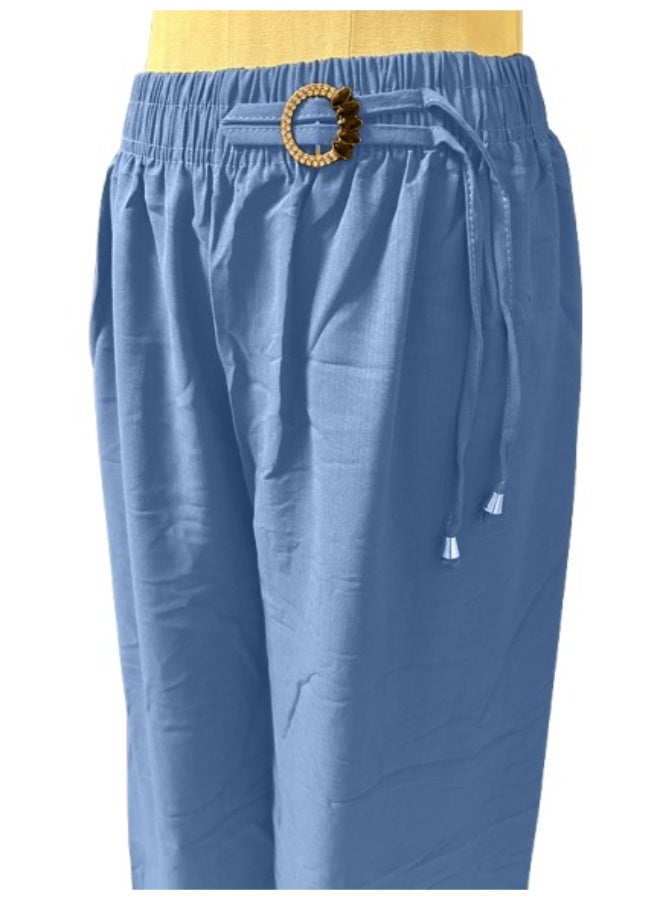 No brands بنطلون Palazzo نسائي بمقاس حر، بخصر عالٍ، وساق واسعة، وطويل - Image 3