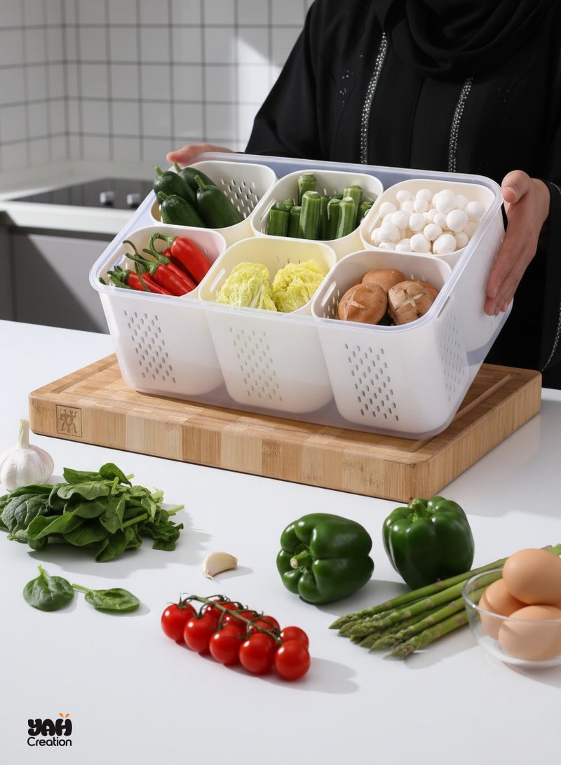 YAH Creation YAH XL Smart Kitchen Storage Box - Airtight, Microwave & Freezer Safe. Fridge & Pantry Organizers - Durable Containers - Draining Baskets  (6 Draining Baskets) - Image 5