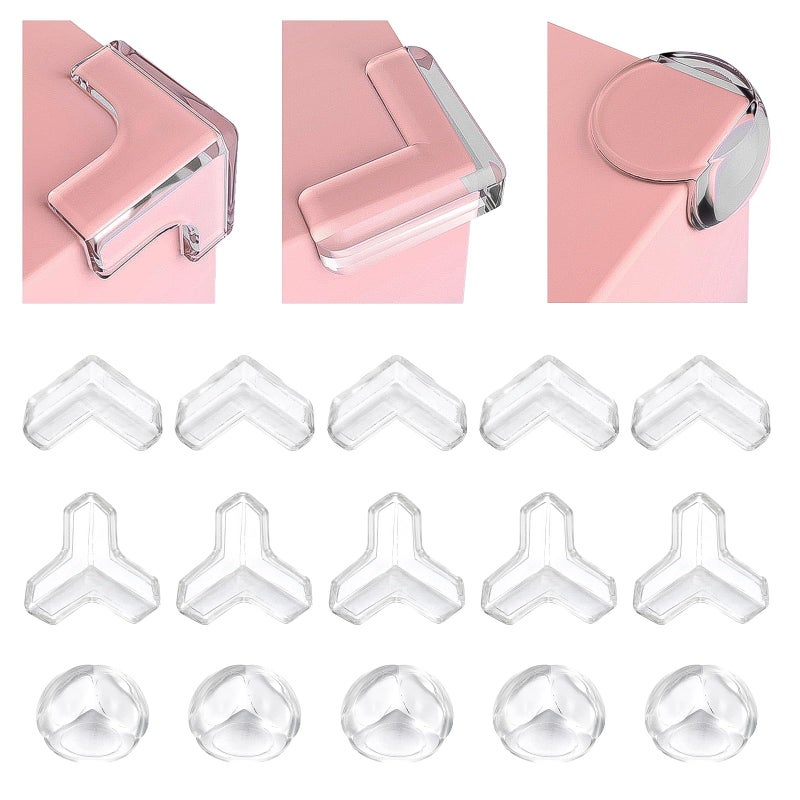 LoveBB 28 Pcs Clear Corner Protector - L, T, Round Shape Corner Guards & Bumpers to Cover Sharp Furniture & Table Edges for Baby Kid Toddler Safety - Image 1