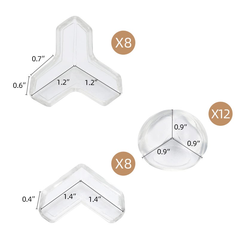 LoveBB 28 Pcs Clear Corner Protector - L, T, Round Shape Corner Guards & Bumpers to Cover Sharp Furniture & Table Edges for Baby Kid Toddler Safety - Image 2