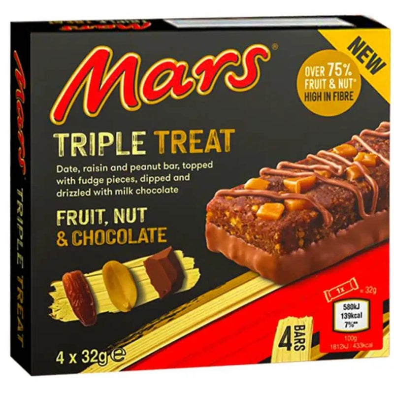 Mars Triple Treat Fruit and Nut 4 Bars Chocolate- 4 X 32gms