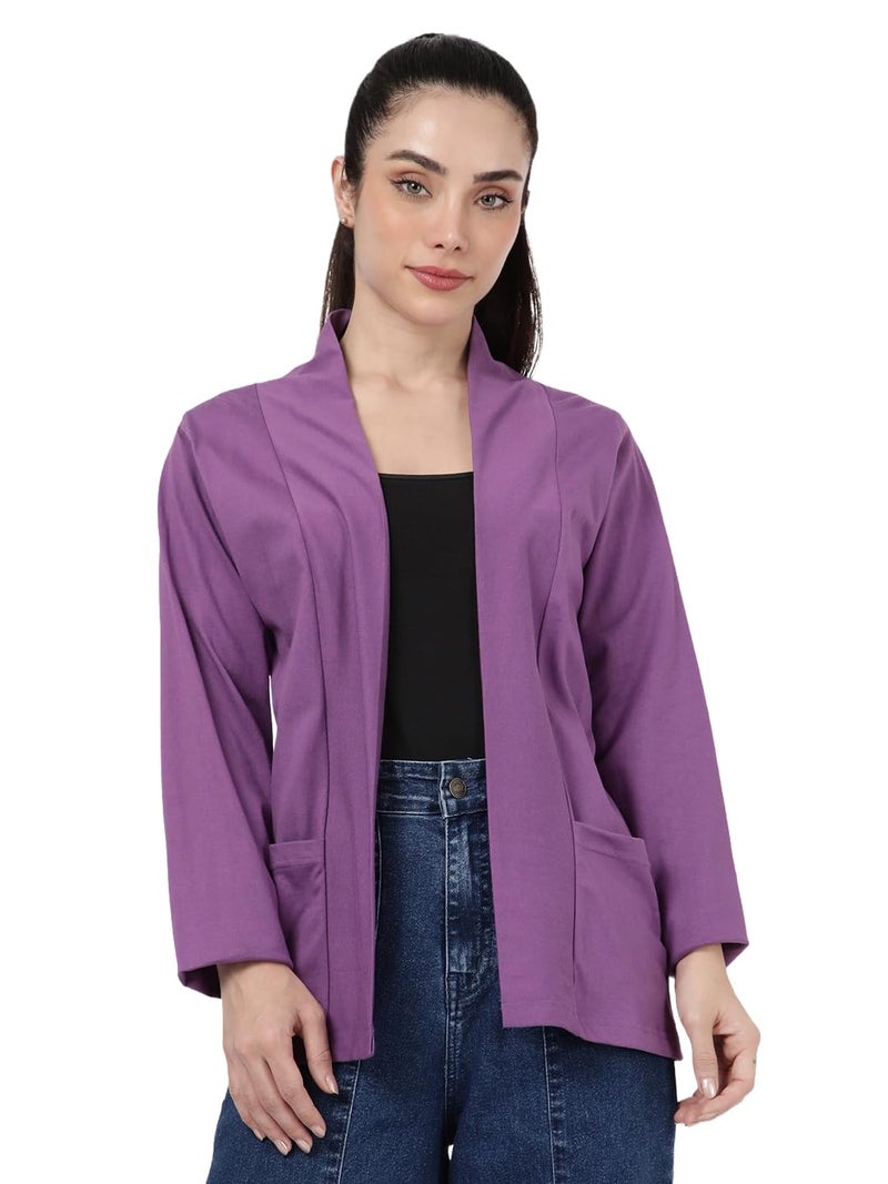 KRYPTIC Women’s Regular Length Cotton Shrug with Side Pockets - Soft Lightweight Layer for Stylish Everyday Wear - Image 1