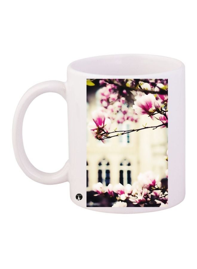 Floral Printed Coffee Mug White/Pink/ 11ounce