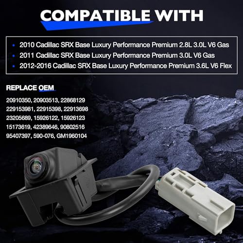 Misakomo Backup Camera, Compatible with 2010-16 Cadillac SRX - Reverse Safety Assist Reversing Parking Cameras - Replace 23205689 15926122 590-076 GM1960104 Rear View Back Up Camera - Image 2