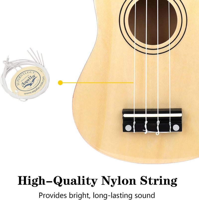 Amdini 21 Inch Ukulele for Beginners Basswood Soprano Ukelele Kit for Kids Adult Student Starter Mini Guitar Ukalelee Pack Bundle with Book Gig Bag Tuner Strap Picks Nylon Strings (Brown) - Image 4
