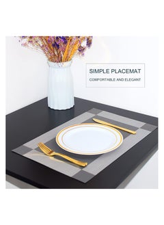 Anmi 6-Piece Heat Resistant Anti Skid Stain Washable  , Easy to Cleaning  Dinner Mats  Silver 45x30cm  - Image 4