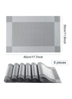 Anmi 6-Piece Heat Resistant Anti Skid Stain Washable  , Easy to Cleaning  Dinner Mats  Silver 45x30cm  - Image 2