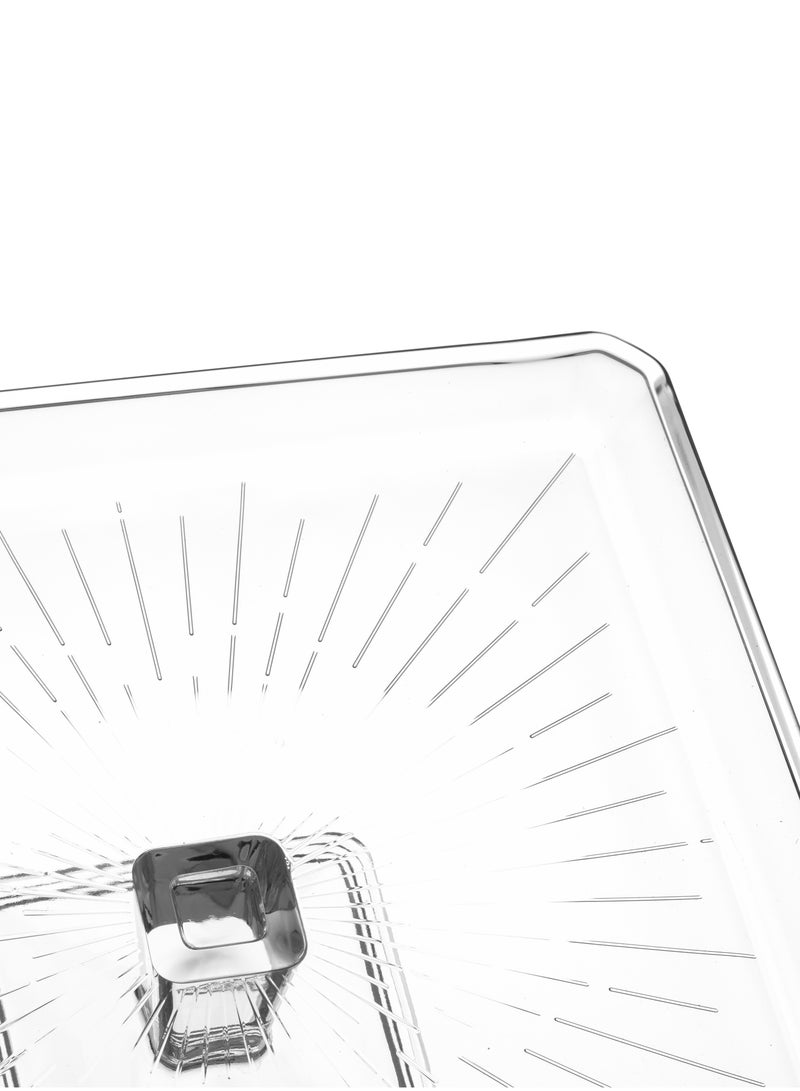 طبق تقديم كريستال تركي مع قاعدة للحلويات والفواكه شفاف متعدد الاستخدام مقاس 24X24X8 سم شفاف 
شكل - Image 3