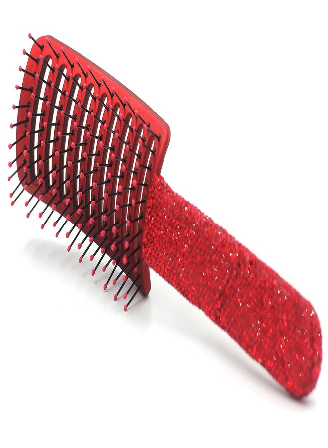 Bestbling Bling Styling Hair Smooth and Detangle Hair Brush for Women, Girl, Men, Arc-shaped Spareribs Comb (Red) - Image 1