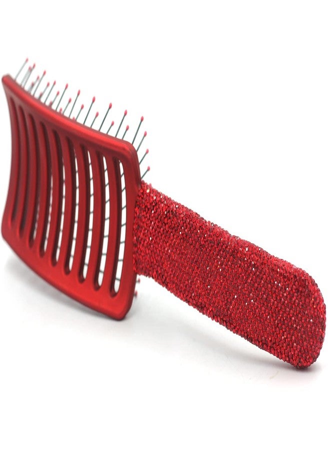 Bestbling Bling Styling Hair Smooth and Detangle Hair Brush for Women, Girl, Men, Arc-shaped Spareribs Comb (Red) - Image 2