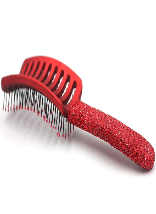 Bestbling Bling Styling Hair Smooth and Detangle Hair Brush for Women, Girl, Men, Arc-shaped Spareribs Comb (Red) - Image 3
