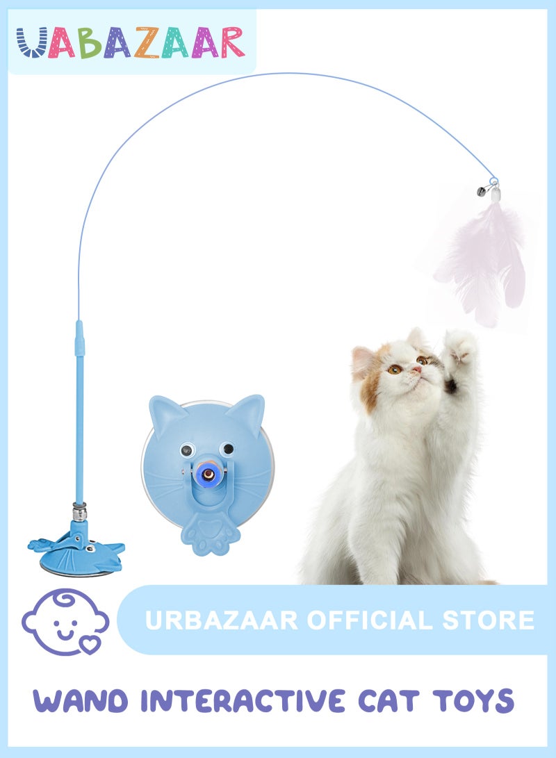 URbazaar Cat Feather Toys,Cat Wand Toy with Powerful Suction Cup,Interactive Cat Toy Detachable Feather Replacements with Bell for Indoor Cats - Image 1