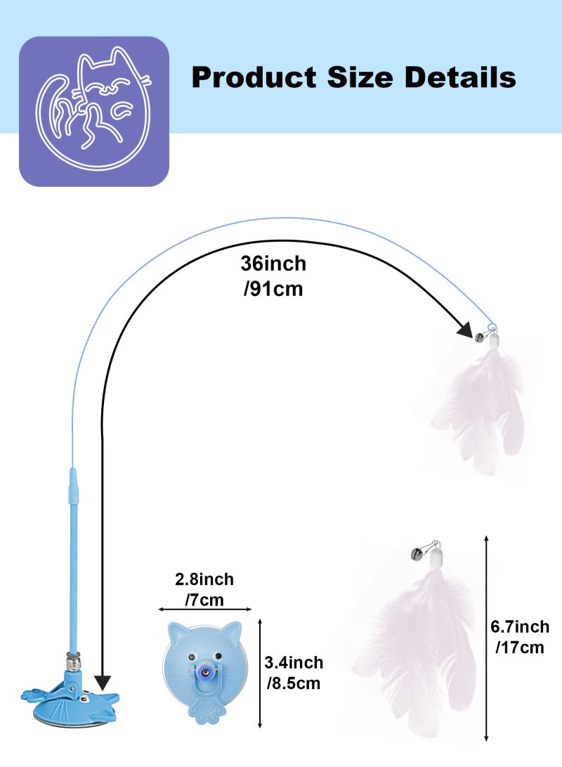 URbazaar Cat Feather Toys,Cat Wand Toy with Powerful Suction Cup,Interactive Cat Toy Detachable Feather Replacements with Bell for Indoor Cats - Image 2