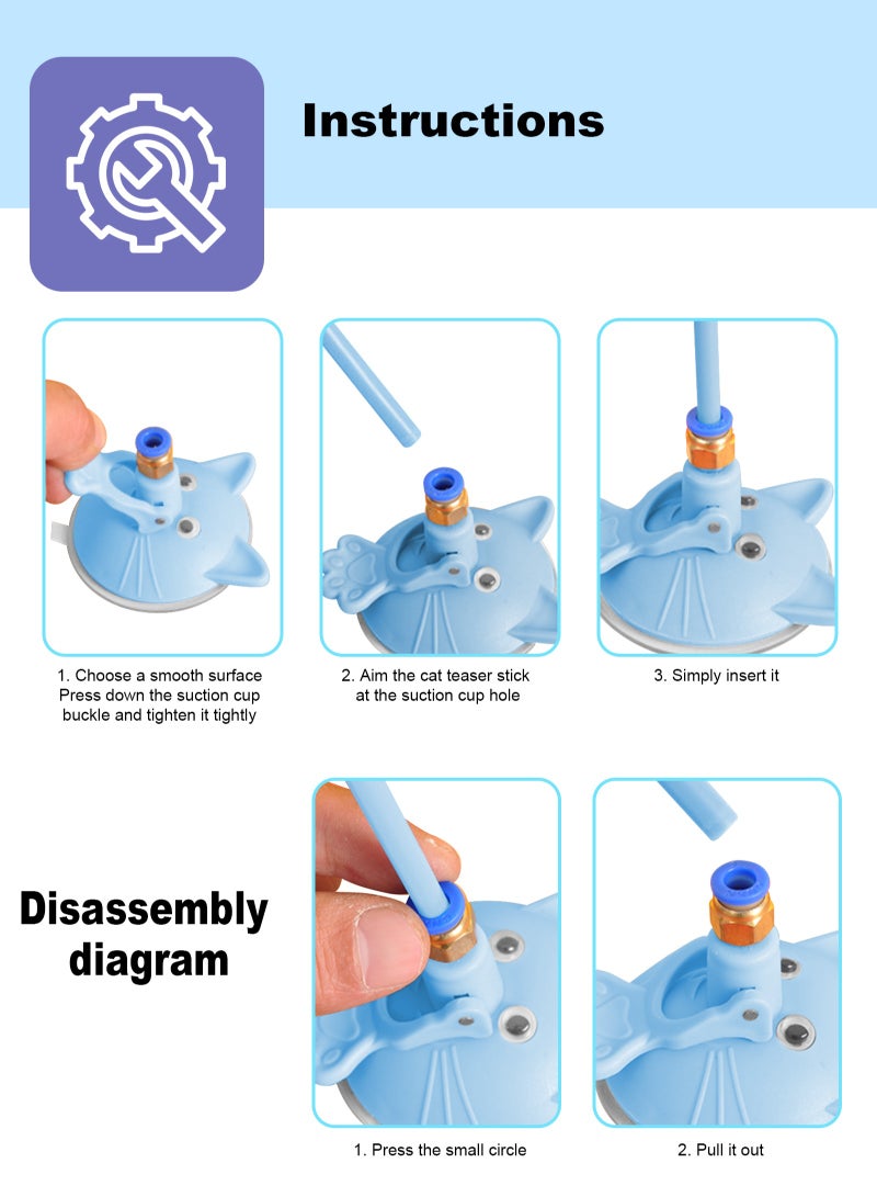 URbazaar Cat Feather Toys,Cat Wand Toy with Powerful Suction Cup,Interactive Cat Toy Detachable Feather Replacements with Bell for Indoor Cats - Image 3